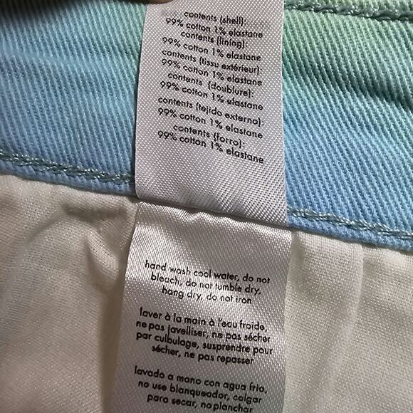 Revolve Weworewhat Womans 27 Flare Bell Shorts Stretch Twill Denim Tie Dye NEW - Picture 7 of 8